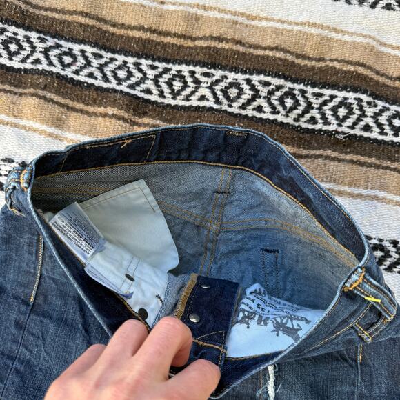 Women's Levi's Dark Blue Denim Custom Made Stitched Layered Jeans Sz 26 x 23.5 - Picture 5 of 9